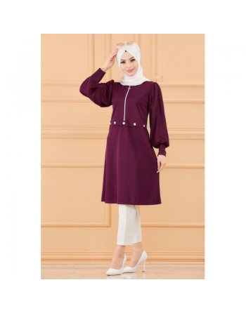 Tunique casual pour femme (Boutique Prêt-à-porter Vêtements Hijab pour Musulmanes) - Couleur prune 