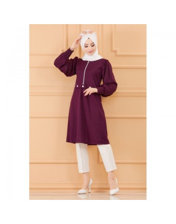 Tunique casual pour femme (Boutique Prêt-à-porter Vêtements Hijab pour Musulmanes) - Couleur prune 