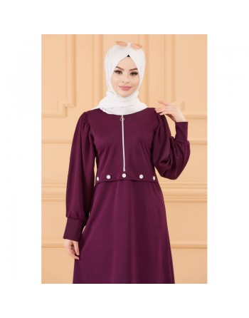 Tunique casual pour femme (Boutique Prêt-à-porter Vêtements Hijab pour Musulmanes) - Couleur prune 