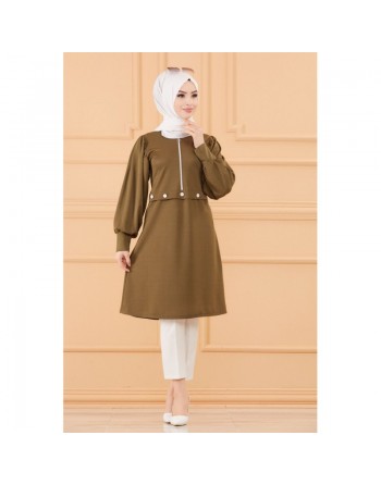Tunique casual pour femme (Boutique en ligne Vêtement Hijab - Mode Musulmane) - Couleur kaki 