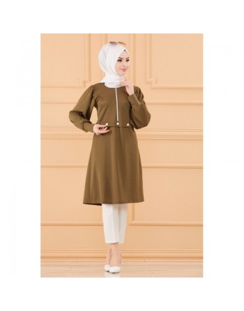 Tunique casual pour femme (Boutique en ligne Vêtement Hijab - Mode Musulmane) - Couleur kaki 