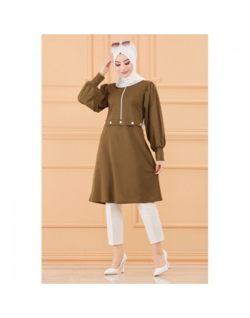 Tunique casual pour femme (Boutique en ligne Vêtement Hijab - Mode Musulmane) - Couleur kaki 