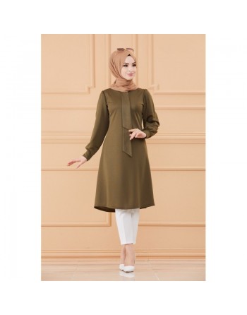 Tunique style habillé pour femme (Vêtement hijab classique) - Couleur kaki 