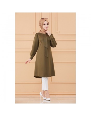 Tunique style habillé pour femme (Vêtement hijab classique) - Couleur kaki 