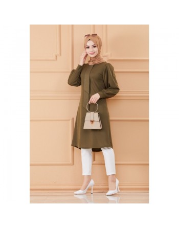 Tunique style habillé pour femme (Vêtement hijab classique) - Couleur kaki 