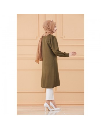 Tunique style habillé pour femme (Vêtement hijab classique) - Couleur kaki 