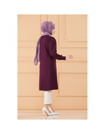Tunique style habillé pour femme (Vêtement hijab chic) - Couleur prune 