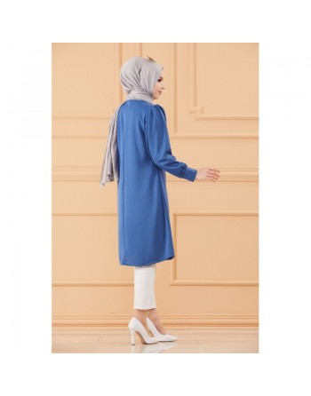 Tunique style habillé pour femme (Tenue hijab classique) - Couleur bleu indigo 