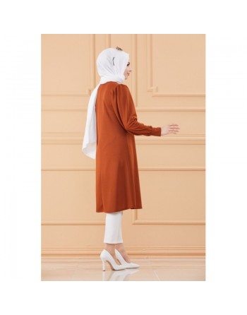 Tunique style habillé pour femme (Tenue hijab classique) - Couleur brique 