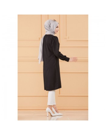 Tunique style habillé pour femme (Vêtement hijab chic) - Couleur noir 