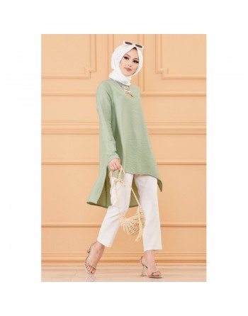 Tunique grande taille (Vêtement femme chic et habillé) - Couleur vert clair 