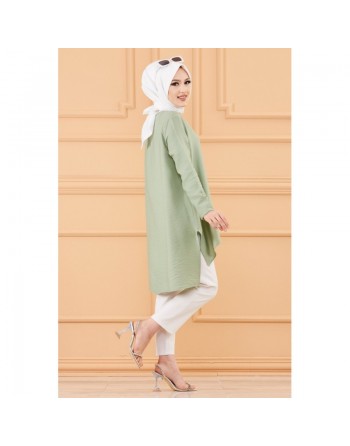 Tunique grande taille (Vêtement femme chic et habillé) - Couleur vert clair 