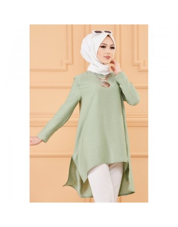 Tunique grande taille (Vêtement femme chic et habillé) - Couleur vert clair 