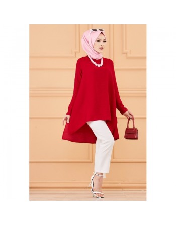 Tunique style habillé ample pour femme (Vêtements grandes tailles) - Couleur bordeaux 