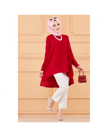 Tunique style habillé ample pour femme (Vêtements grandes tailles) - Couleur bordeaux 