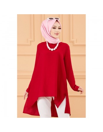 Tunique style habillé ample pour femme (Vêtements grandes tailles) - Couleur bordeaux 