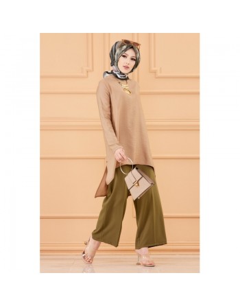 Tunique ample style chic (Vêtement pour femme voilée) - Couleur beige 