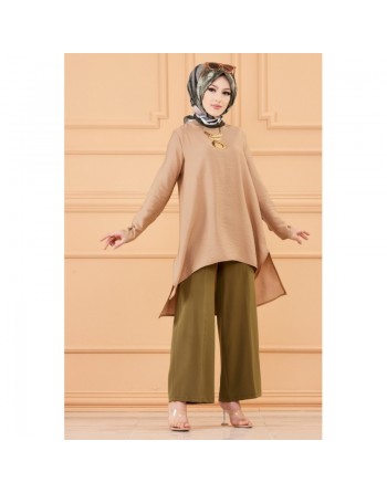 Tunique ample style chic (Vêtement pour femme voilée) - Couleur beige 