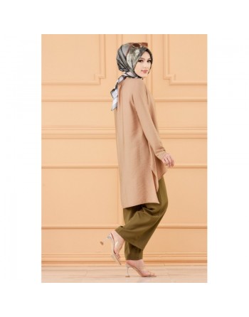 Tunique ample style chic (Vêtement pour femme voilée) - Couleur beige 