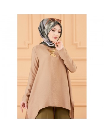 Tunique ample style chic (Vêtement pour femme voilée) - Couleur beige 