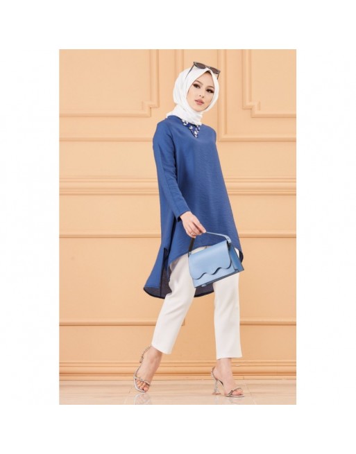 Tunique style habillé ample pour femme - Couleur bleu pétrole Tunique style habillé ample pour femme - Couleur bleu pétrole