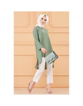Tunique style habillé ample pour femme (Vêtement grande taille) - Couleur amande 
