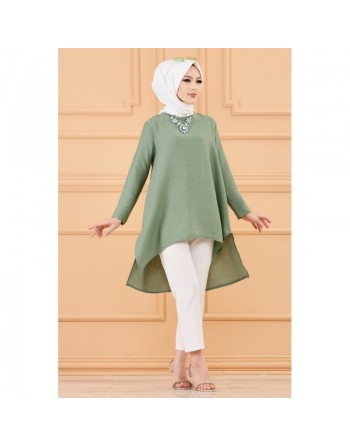 Tunique style habillé ample pour femme (Vêtement grande taille) - Couleur amande 