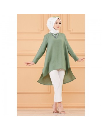 Tunique style habillé ample pour femme (Vêtement grande taille) - Couleur amande 