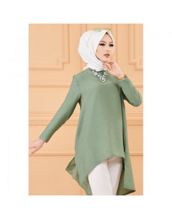 Tunique style habillé ample pour femme (Vêtement grande taille) - Couleur amande 