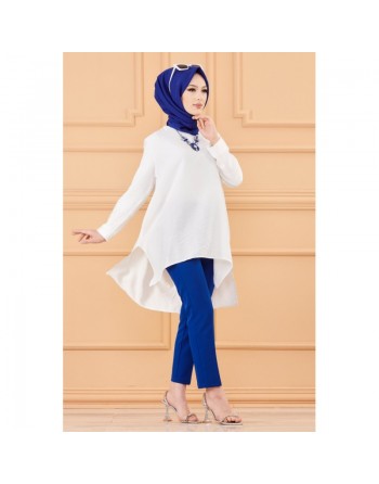 Tunique chic style habillé pour femme - Couleur blanc 