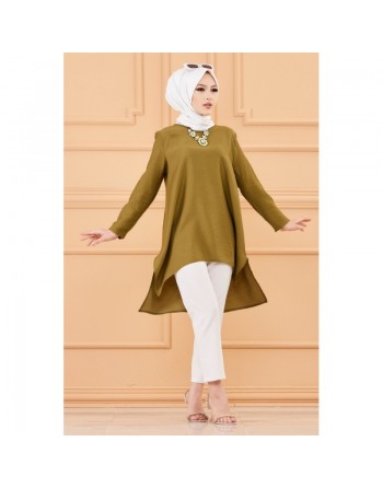Tunique style habillé ample pour femme (Grande taille disponible) - Couleur kaki foncé 