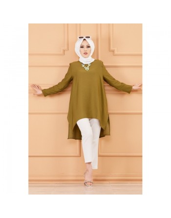 Tunique style habillé ample pour femme (Grande taille disponible) - Couleur kaki foncé 