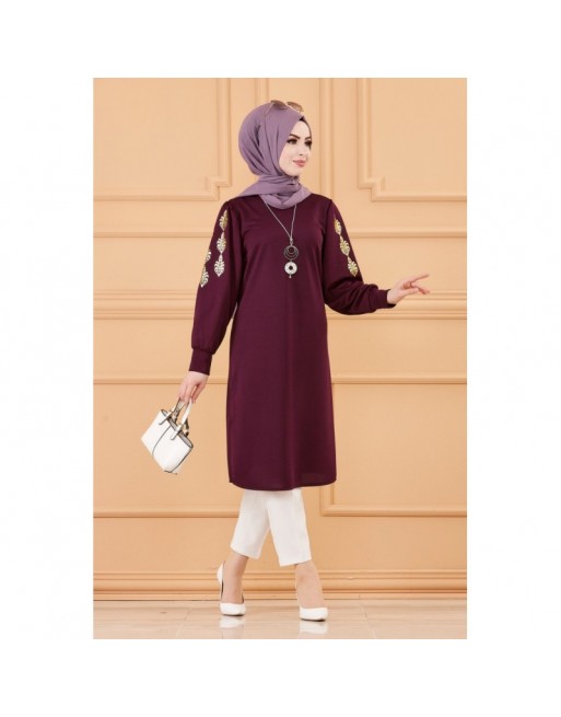 Tunique longue pour femme (Hijab moderne) - Couleur prune Tunique longue pour femme (Hijab moderne) - Couleur prune