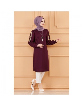 Tunique longue pour femme (Hijab moderne) - Couleur prune 