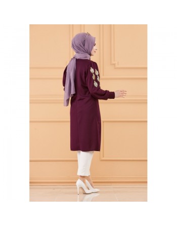 Tunique longue pour femme (Hijab moderne) - Couleur prune 