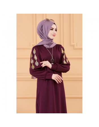 Tunique longue pour femme (Hijab moderne) - Couleur prune 