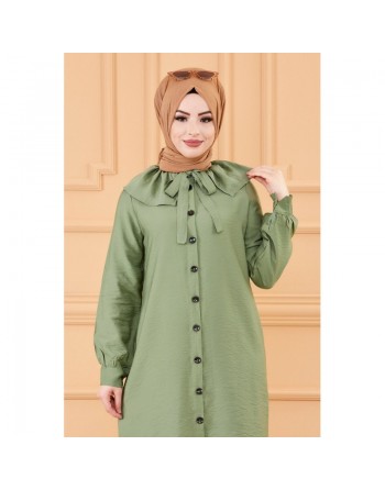 Tunique chemise boutonnée habillée (Vetement pour femme musulmane) - Couleur menthe 