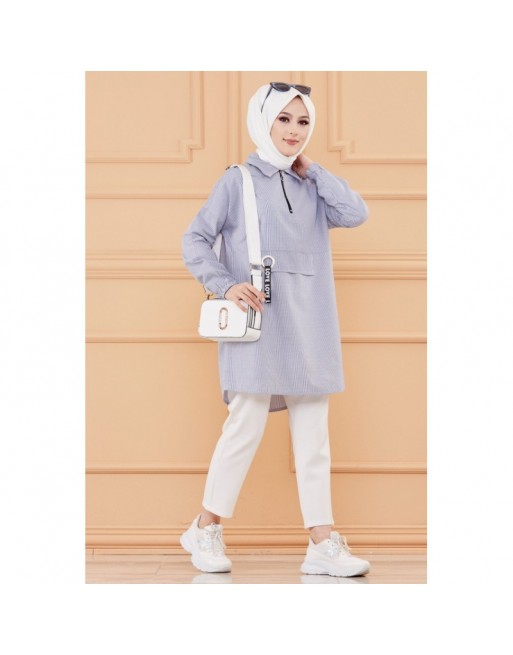 Tunique casual pour femme (Boutique Vêtement Hijab en ligne) - Rayures couleur bleu Tunique casual pour femme (Boutique Vêtement Hijab en ligne) - Rayures couleur bleu