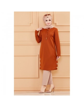 Tunique style habillé pour femme (Vêtement chic pour hijab) - Couleur brique 