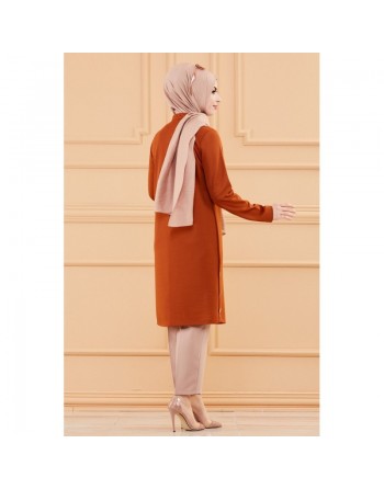 Tunique style habillé pour femme (Vêtement chic pour hijab) - Couleur brique 