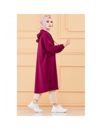 Tunique décontractée ample avec capuche (Vêtement hijab pour femme) - Couleur violet 