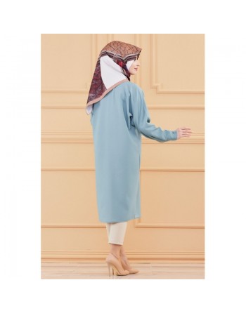 Tunique longue pour femme - Chemise boutonnée ample (Vêtement hijab) - Couleur menthe 
