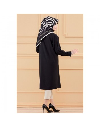 Tunique longue pour femme - Chemise boutonnée ample - Couleur noir 