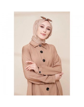 Chemise à gros boutons (Tunique style habillé pour femme voilée) - Couleur beige 