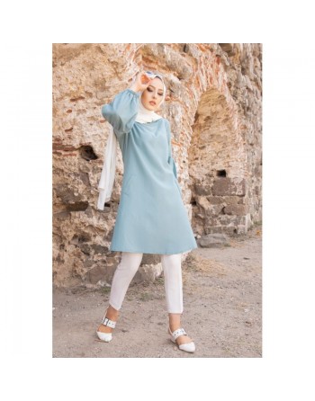 Tunique casual à manche ballon pour femme (Vêtement habillé pour musulmane) - Couleur menthe 