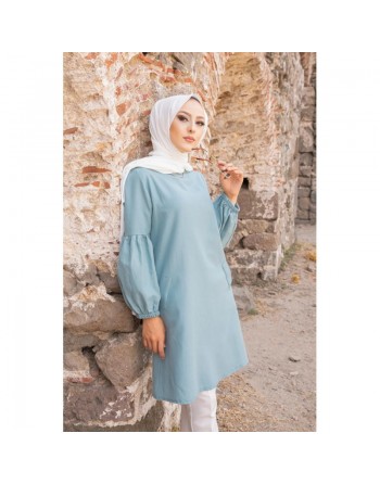 Tunique casual à manche ballon pour femme (Vêtement habillé pour musulmane) - Couleur menthe 