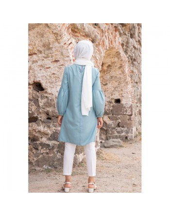 Tunique casual à manche ballon pour femme (Vêtement habillé pour musulmane) - Couleur menthe 
