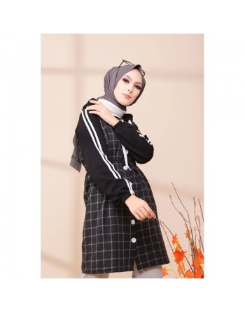 Tunique avec capuche (Tenue moderne pour hijab) - Couleur noir et anthracite 