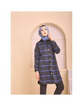 Chemise longue - Tunique à rayures (Surchemise pour saisons Automne Hiver - Vêtement Hijab France) - Couleur anthracite et... 