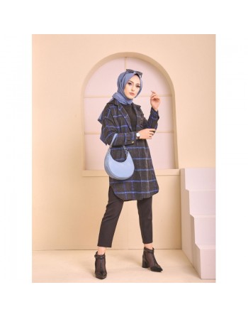 Chemise longue - Tunique à rayures (Surchemise pour saisons Automne Hiver - Vêtement Hijab France) - Couleur anthracite et... 